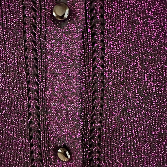 Ellen Tracy Sparkle Cardigan Sweater Purple Size Medium - Picture 4 of 12